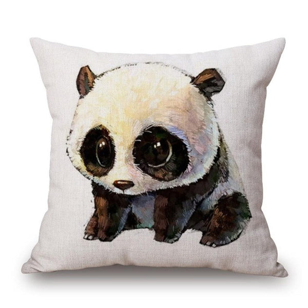 Cushion Cover Cute Panda Cotton Linen Throw Pillow Case Baby Room Decorative Sofa Chair Seat 45*45Cm/17.7*17.7'' Merry Christmas