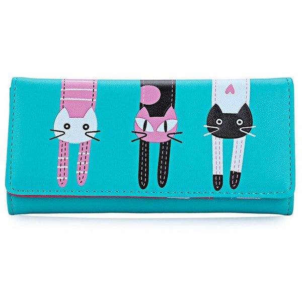 Guapabien New 2016 Women Cute Cat Cartoon Wallet Long Creative Card Holder Casual Ladies Clutch PU Leather Coin Purse