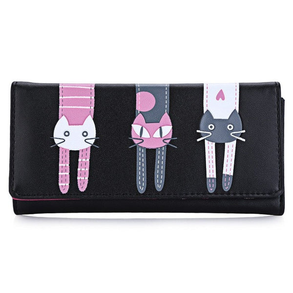 Guapabien New 2016 Women Cute Cat Cartoon Wallet Long Creative Card Holder Casual Ladies Clutch PU Leather Coin Purse