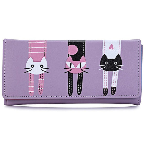 Guapabien New 2016 Women Cute Cat Cartoon Wallet Long Creative Card Holder Casual Ladies Clutch PU Leather Coin Purse