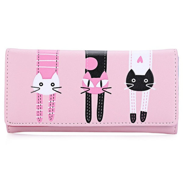 Guapabien New 2016 Women Cute Cat Cartoon Wallet Long Creative Card Holder Casual Ladies Clutch PU Leather Coin Purse