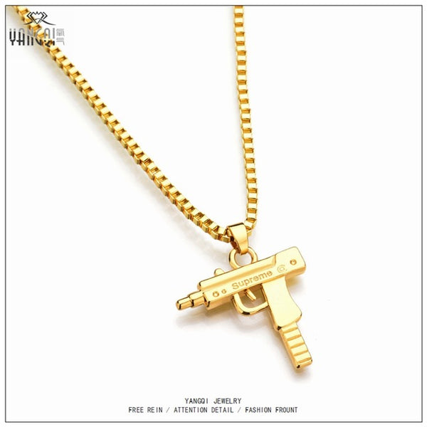 Hot Sale Hip Hop Baseball Bat Gun Necklace&Pendant  GOLD Silver Weed Leaf Hiphop Long Chains Necklaces Men Women Jewelry