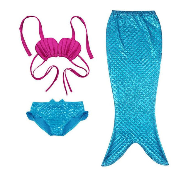3PCS Girl Kids Mermaid Tail Swimmable Bikini Set Bathing Suit Fancy Cosplay Costume 3-9Y