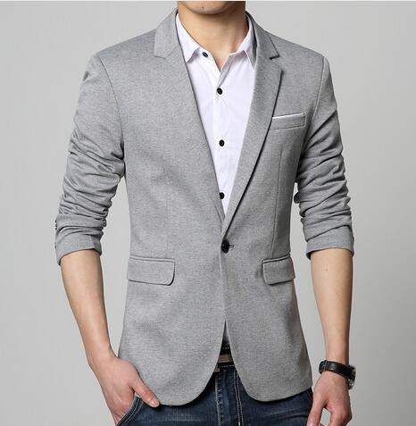 Mens Korean slim fit fashion cotton blazer Suit Jacket black blue beige plus size M to 6XL Male blazers Mens coat Wedding dress