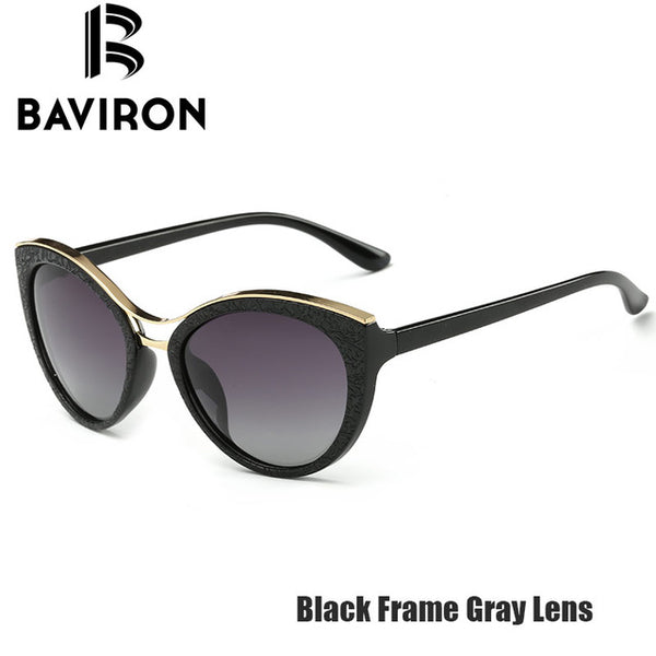 BAVIRON New Fashion Cat Eye Sunglasses Women White Frame Gradient Polarized Sun Glasses Driving UV400 Aluminium Eyewear Box 8527