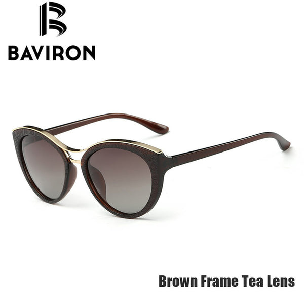 BAVIRON New Fashion Cat Eye Sunglasses Women White Frame Gradient Polarized Sun Glasses Driving UV400 Aluminium Eyewear Box 8527