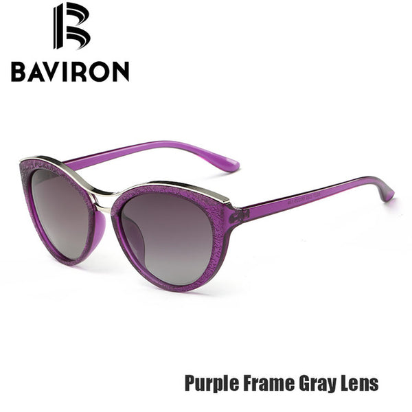 BAVIRON New Fashion Cat Eye Sunglasses Women White Frame Gradient Polarized Sun Glasses Driving UV400 Aluminium Eyewear Box 8527