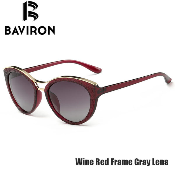 BAVIRON New Fashion Cat Eye Sunglasses Women White Frame Gradient Polarized Sun Glasses Driving UV400 Aluminium Eyewear Box 8527