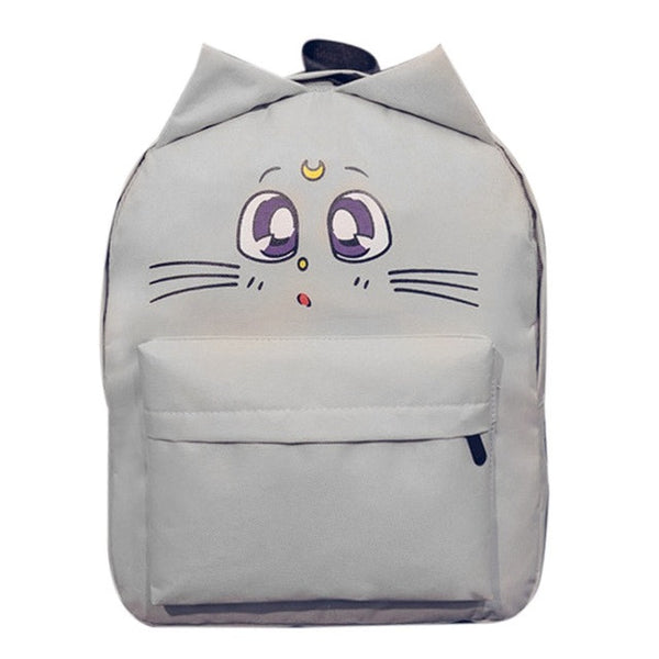 Casual Women Backpack Cat Ear Canvas Printing Backpacks for Teenage Girls Female Cute School Bag Bagpack mochila sac a dos