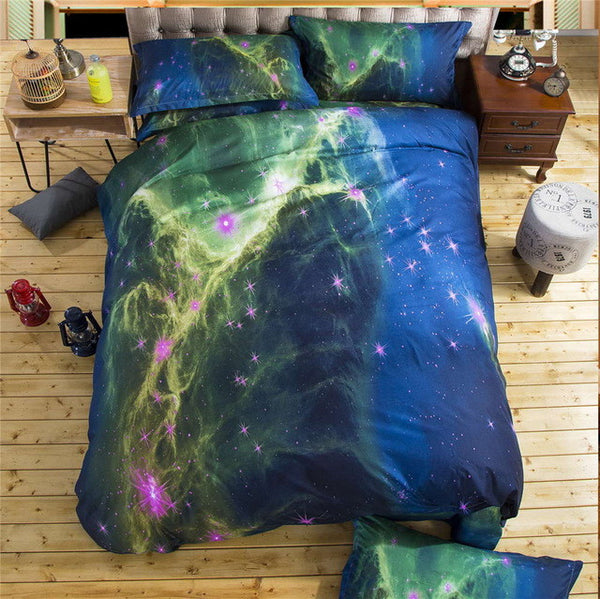 2017 new 3D Bedding Sets unicorn Universe Outer Space Quilt Duvet Cover Bed Sheet Blue Galaxy New 4/3pcs Pillowcase Twin Queen