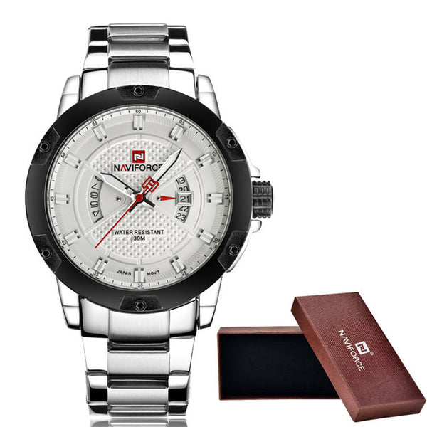 Top Luxury Brand NAVIFORCE Men Full Steel Watches Men's Quartz Analog Watch Man Fashion Swim Sports Army Military Wrist Watch