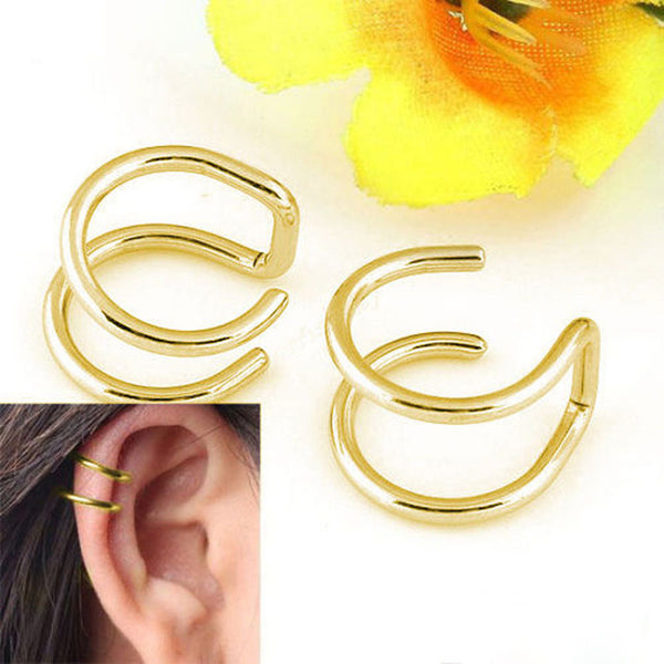 2 Pcs/set Punk Simple Ear Clip Cuff Wrap Earrings For Women Fashion Jewelry Clip-on Earrings Non-piercing Ear Cuff Eardrop