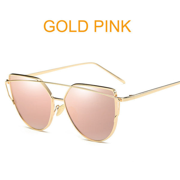2017future fashion Women Colour Luxury Flat Top Cat Eye Sunglasses oculos de sol men Twin Beam Sun glasses  Alloy Frame UV400