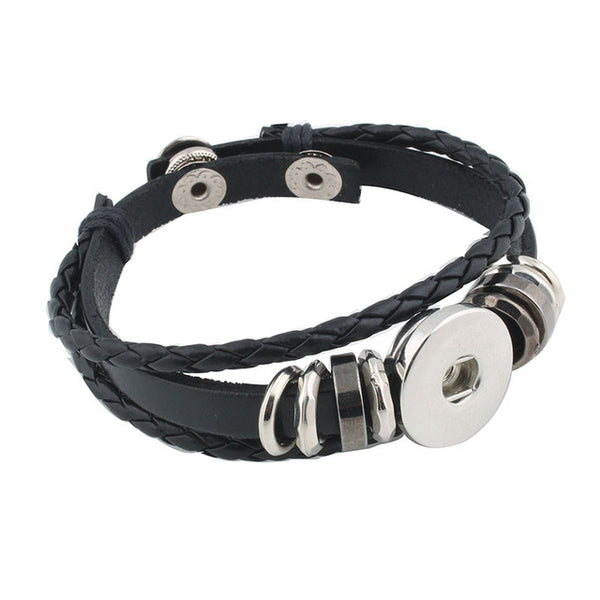 Wholesale Snap Button Bracelet&Bangles 6 color High quality PU leather Bracelets For Women 18mm Snap Button Jewelry ZE106