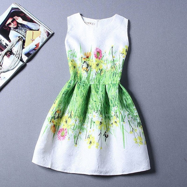 Amuybeen 2017 New Year Kids Summer Christmas Princess Casual Print Pattern Party Girls Dress Children Clothes Baby Girl Dresses