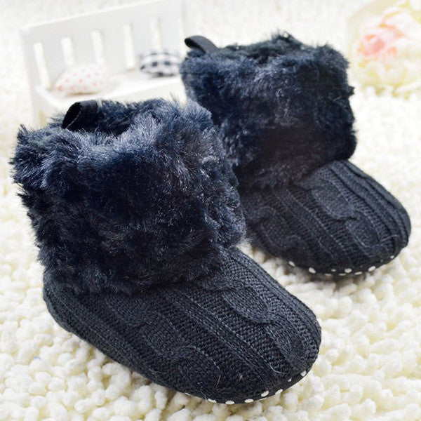 Baby Shoes Infants Crochet Knit Fleece Boots Toddler Girl Boy Wool Snow Crib Shoes Winter Booties
