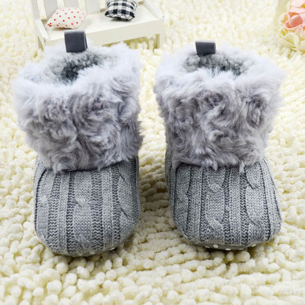 Baby Shoes Infants Crochet Knit Fleece Boots Toddler Girl Boy Wool Snow Crib Shoes Winter Booties