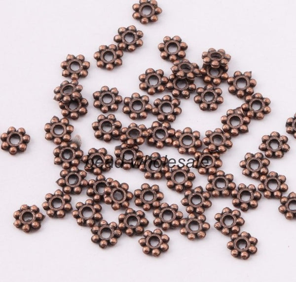 Wholesale 1000pcs Tibetan Gold Silver Flower Spacer Beads Round Metal Daisy Wheel`Spacers 4mm for Jewelry Making