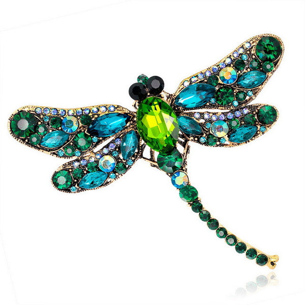 Vintage Design Shinny 6 Colors Crystal Rhinestone Dragonfly Brooches for Women Dress Scarf Brooch Pins Jewelry Accessories Gift