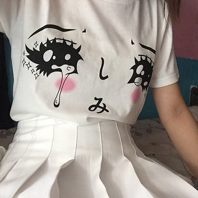 YEMUSEED WHO ATE MY BREAD Tee Shirt Women Harajuku Cute Girls Tears Printed T shirt Lady Tops XL Plus WMT176