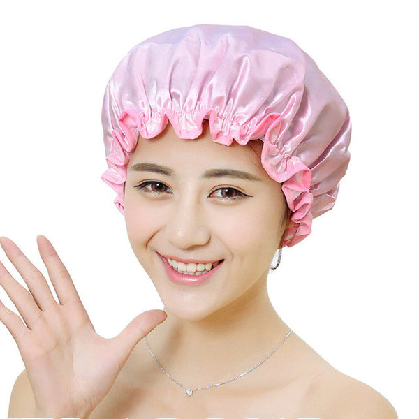 1pc Lovely Thick Women Shower Caps Colorful Bath Shower Hair Cover Adults Waterproof Bathing Cap Wholesale