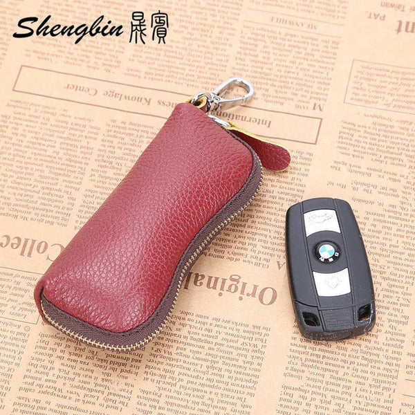 Fashion Luxury Unisex Door Car Key Genuine Leather Keychain Holder Bag Purse Key Wallet Case Wholesales