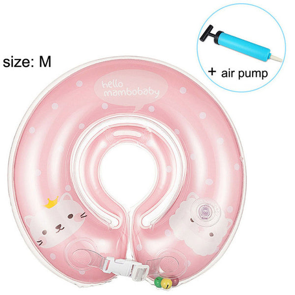 Baby Neck Float Swimming Newborn Baby Swimming Neck Ring with Pump Gift  Mattress Cartoon Pool Swim ring for 0-24month Baby