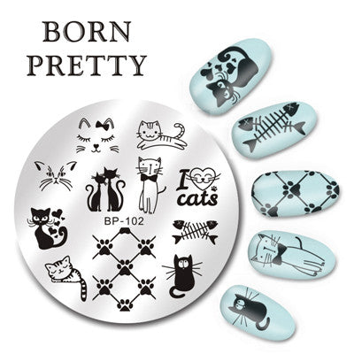 BORN PRETTY 5.5cm Round Nail Art Stamp Stamping Plates Template Set Cute Animal Flower Rose Lace Image Manicure Plate BP91-110