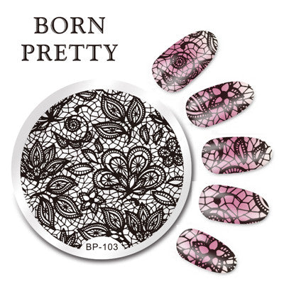 BORN PRETTY 5.5cm Round Nail Art Stamp Stamping Plates Template Set Cute Animal Flower Rose Lace Image Manicure Plate BP91-110