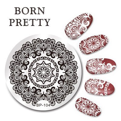 BORN PRETTY 5.5cm Round Nail Art Stamp Stamping Plates Template Set Cute Animal Flower Rose Lace Image Manicure Plate BP91-110