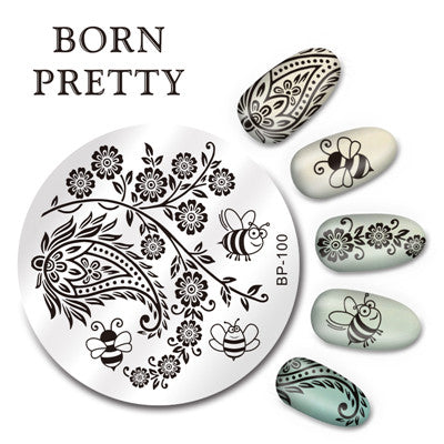 BORN PRETTY 5.5cm Round Nail Art Stamp Stamping Plates Template Set Cute Animal Flower Rose Lace Image Manicure Plate BP91-110