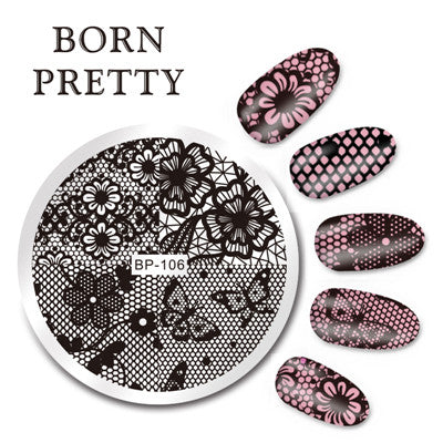 BORN PRETTY 5.5cm Round Nail Art Stamp Stamping Plates Template Set Cute Animal Flower Rose Lace Image Manicure Plate BP91-110