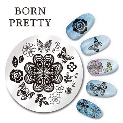 BORN PRETTY 5.5cm Round Nail Art Stamp Stamping Plates Template Set Cute Animal Flower Rose Lace Image Manicure Plate BP91-110