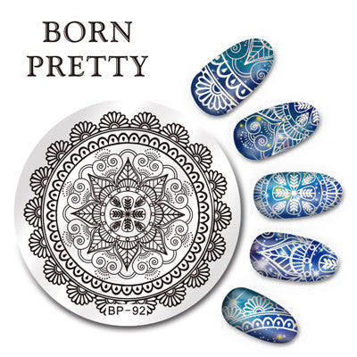 BORN PRETTY 5.5cm Round Nail Art Stamp Stamping Plates Template Set Cute Animal Flower Rose Lace Image Manicure Plate BP91-110