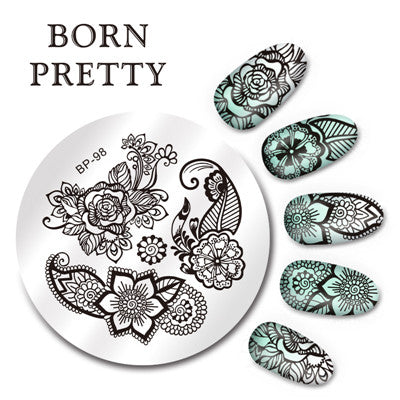 BORN PRETTY 5.5cm Round Nail Art Stamp Stamping Plates Template Set Cute Animal Flower Rose Lace Image Manicure Plate BP91-110