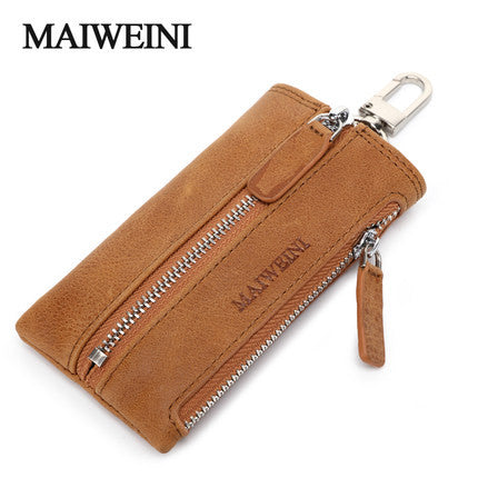 Genuine Leather Car Key Wallets Vintage Key Holder Housekeeper Keys Organizer Keychain Covers Case Bag Pouch With Coin Purse