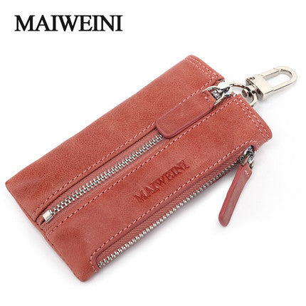 Genuine Leather Car Key Wallets Vintage Key Holder Housekeeper Keys Organizer Keychain Covers Case Bag Pouch With Coin Purse