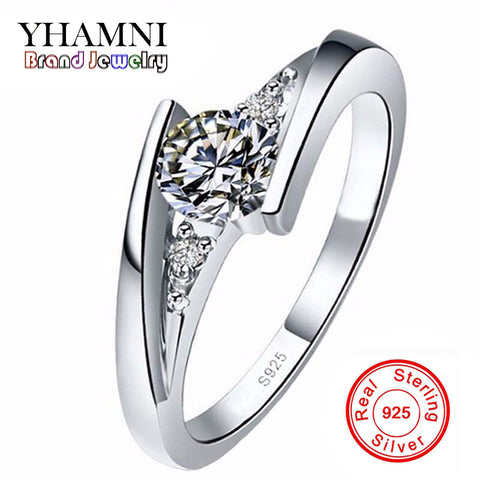 Sent Certificate of Silver!!! 100% Pure 925 Sterling Silver Ring Set Luxury 0.75 Carat CZ Diamant Wedding Rings for Women AR004