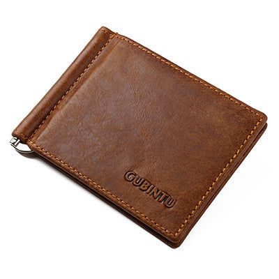 GUBINTU Brand Men Genuine Leather Bifold Purse Billfold Wallet Money Clip