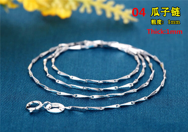 Free shipping! Ladies Sterling Silver 925 Chain mental necklace women girl gift Jewelry.Buy 2pcs send a free pendant