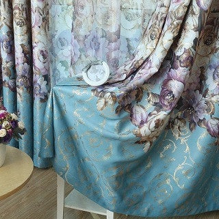 New Pastoral Printed Castle Window Tulle Curtains For living Room/ Bedroom Blackout Curtains Window Treatment /drapes Home Decor
