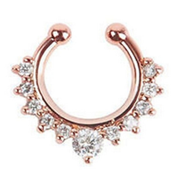 High Quality Titanium Crystal Fake Nose Ring Septum Piercing Hanger Clip On Body Jewelry