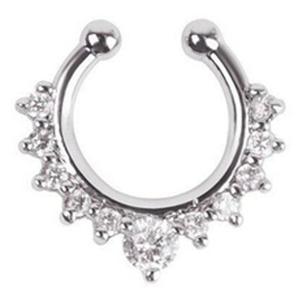 High Quality Titanium Crystal Fake Nose Ring Septum Piercing Hanger Clip On Body Jewelry