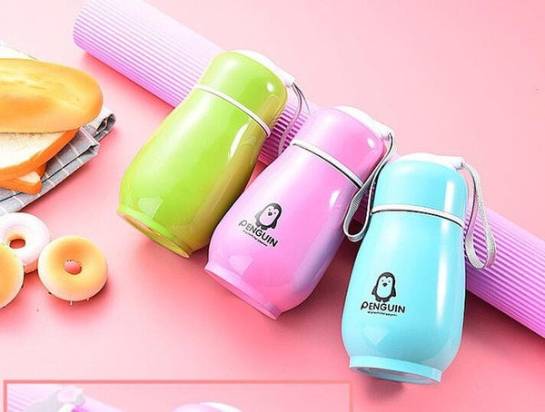 Thermoses Cup Solid pink blue penguin Double Wall Stainless Drinkware thermos tumbler mug Lady Travel termos Vacuum flask bottle