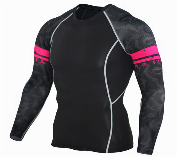 Mens Fitness 3D Prints Long Sleeves T Shirt Men Bodybuilding Skin Tight Thermal Compression Shirts MMA Crossfit Workout Top Gear