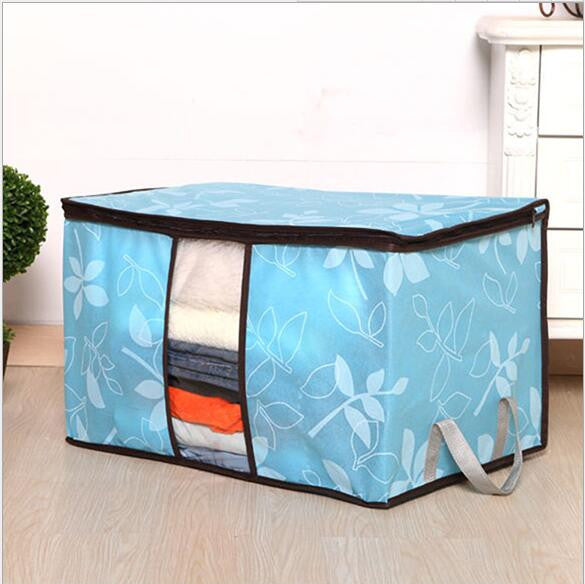 Flowers Printed Non-woven Quilts Storage Boxes for home Organization Plus Size Finishing Storage Boxes with Windows Bags B033