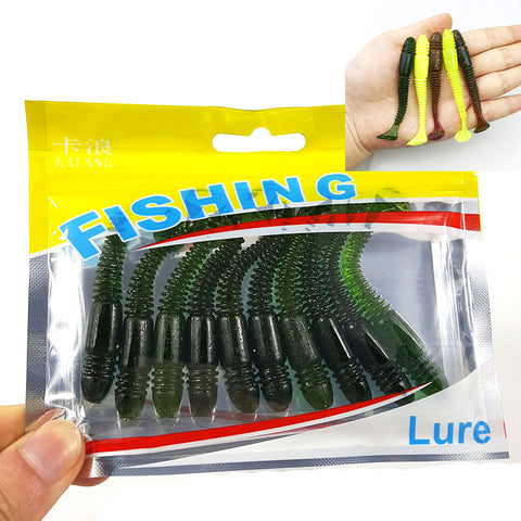 10Pcs/Lot Lures Soft Bait 75mm 3.2g silicone bait Worms fishing lure with salt smell Fishing Takcle Grub Artificial Lures YE-269