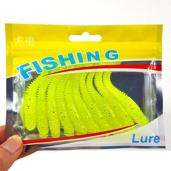 10Pcs/Lot Lures Soft Bait 75mm 3.2g silicone bait Worms fishing lure with salt smell Fishing Takcle Grub Artificial Lures YE-269