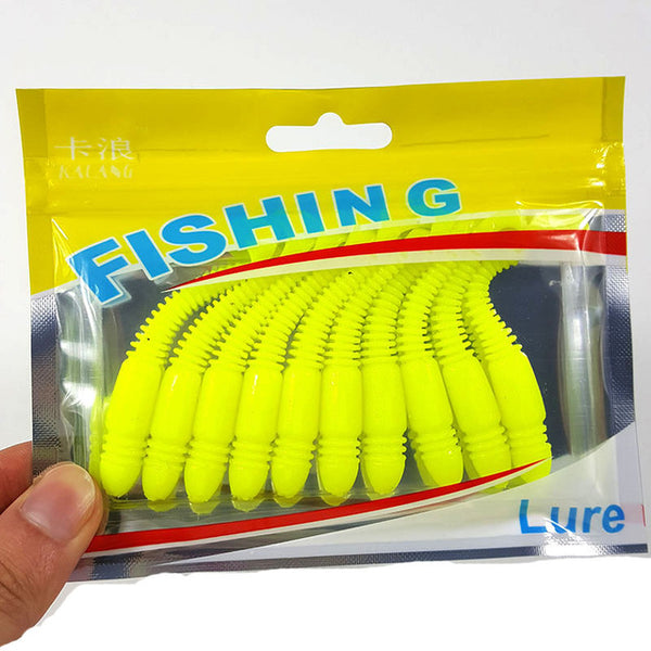 10Pcs/Lot Lures Soft Bait 75mm 3.2g silicone bait Worms fishing lure with salt smell Fishing Takcle Grub Artificial Lures YE-269