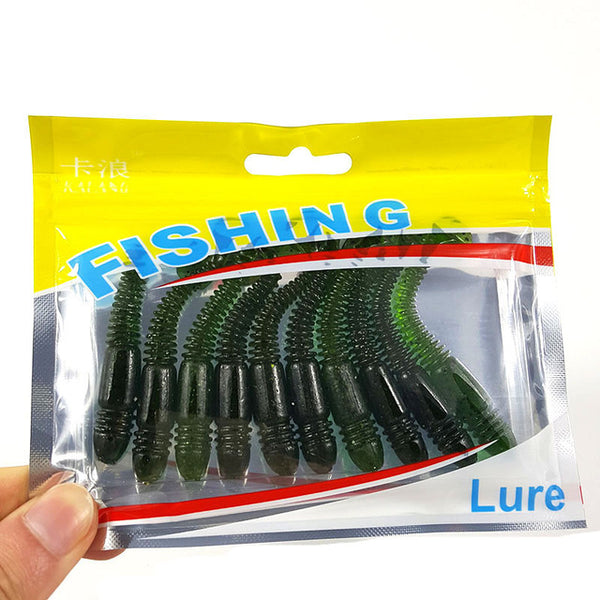 10Pcs/Lot Lures Soft Bait 75mm 3.2g silicone bait Worms fishing lure with salt smell Fishing Takcle Grub Artificial Lures YE-269